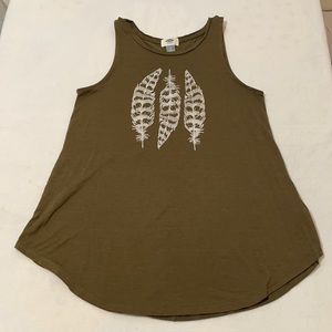 Old Navy Olive Green Feather Tank Top